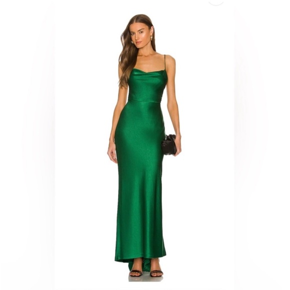 Alice + Olivia Dresses & Skirts - NEW Alice + Olivia Montana Maxi Gown in Deep Emerald Satin